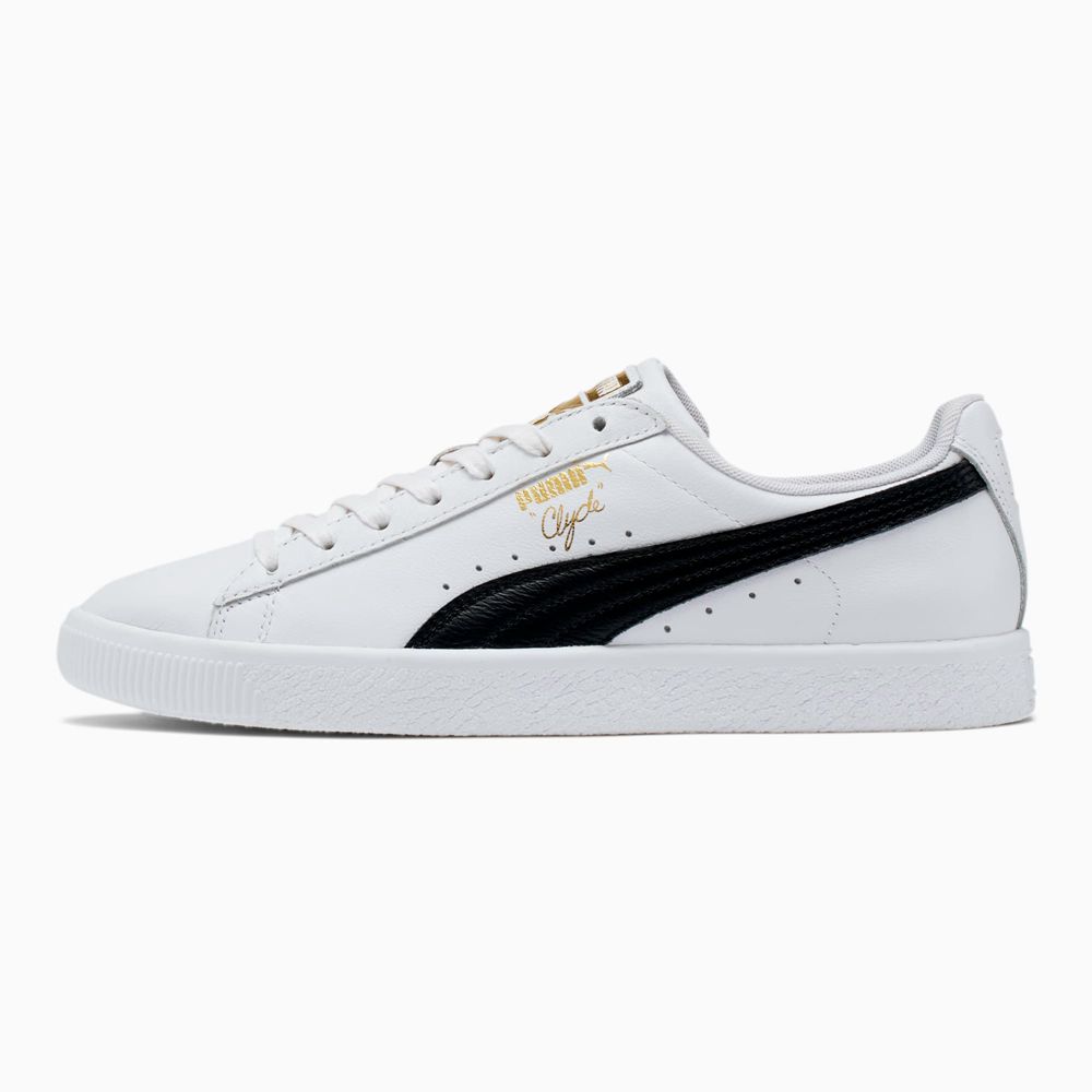 Puma Clyde Core Foil Férfi Sportcipő - Fehér/Fekete/Arany ( Hungary - GSIOH9856 )